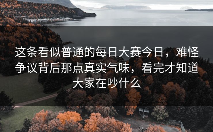 这条看似普通的每日大赛今日，难怪争议背后那点真实气味，看完才知道大家在吵什么